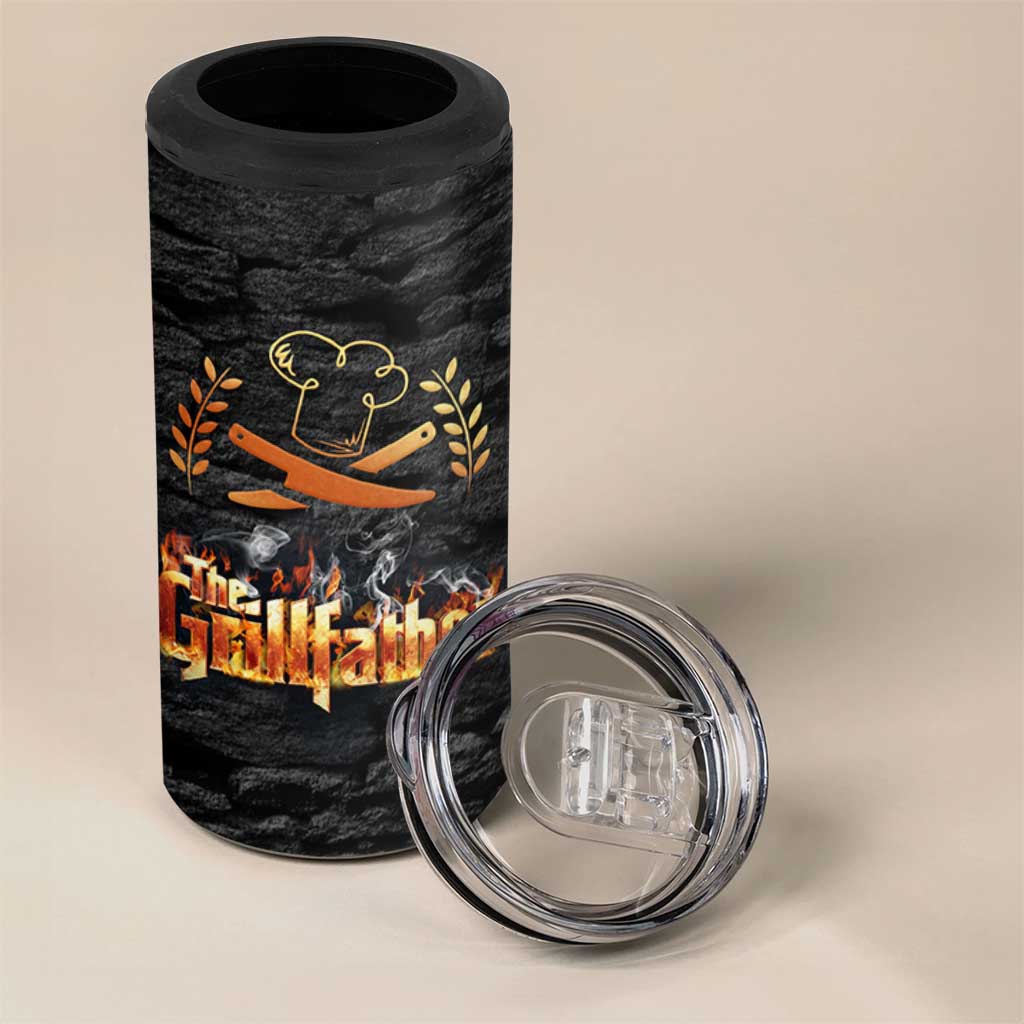 Funny Grilling BBQ 4 in 1 Can Cooler Tumbler The Grillfather Fathers Day