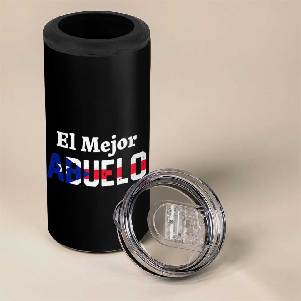 Puerto Rico Grandpa 4 in 1 Can Cooler Tumbler La Mejor Abuelo Grandpa Father's Day Gift