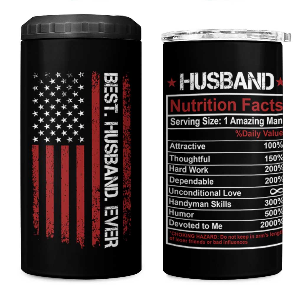 Best Husband Ever 4 in 1 Can Cooler Tumbler Wedding Anniversary Valentines Day Gift For Him US Flag