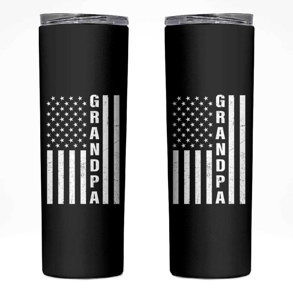 Grandpa Skinny Tumbler Vintage American Flag Fathers Day - Wonder Print Shop