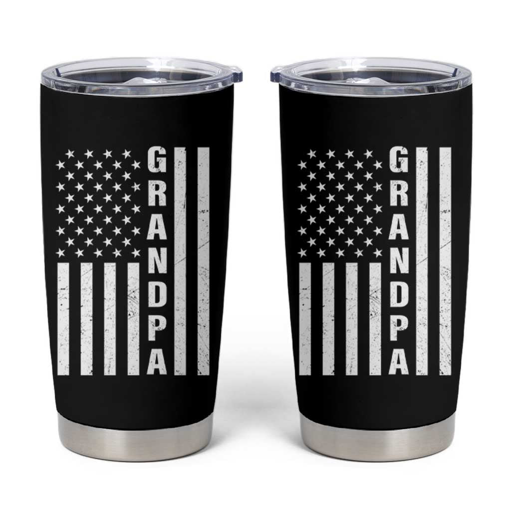 Grandpa Tumbler Cup Vintage American Flag Fathers Day - Wonder Print Shop
