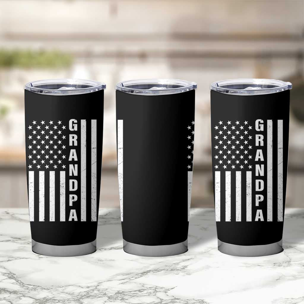 Grandpa Tumbler Cup Vintage American Flag Fathers Day - Wonder Print Shop