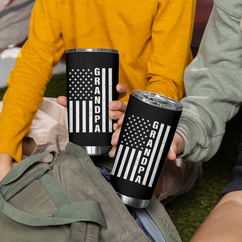 Grandpa Tumbler Cup Vintage American Flag Fathers Day - Wonder Print Shop