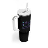 Suicide Prevention Awareness Tumbler With Handle Teal Purple Ribbon Semicolon Choose To Keep Going - Wonder Print Shop