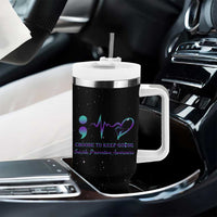 Suicide Prevention Awareness Tumbler With Handle Teal Purple Ribbon Semicolon Choose To Keep Going - Wonder Print Shop
