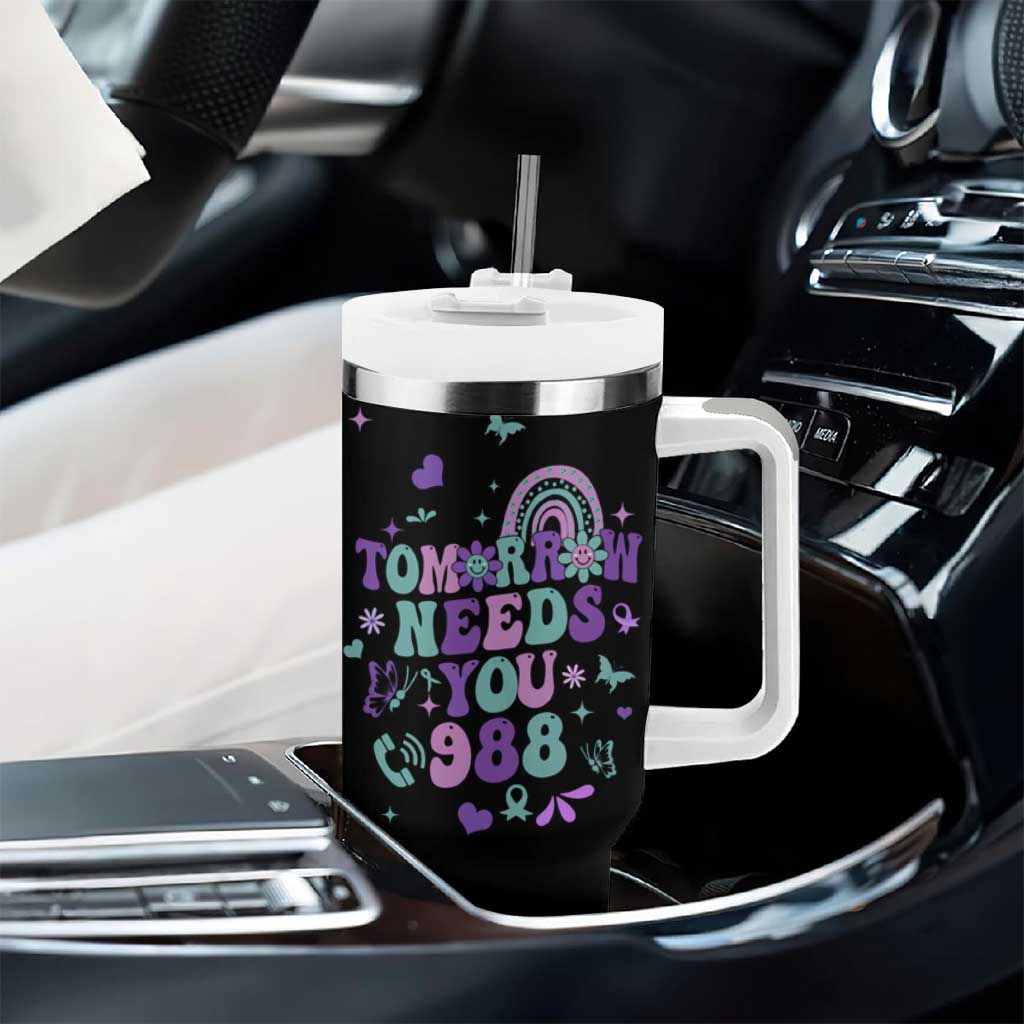 Suicide Prevention Awareness Tumbler With Handle Tomorrow Needs You 988 Therapist Psychologist - Wonder Print Shop