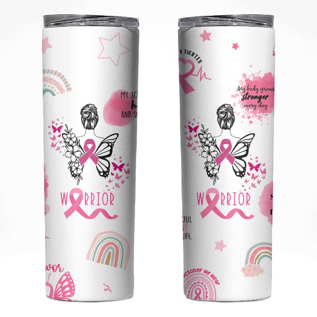 Breast Cancer Survivor Skinny Tumbler With Inspirational Words Get Well Soon Gifts - Wonder Print Shop