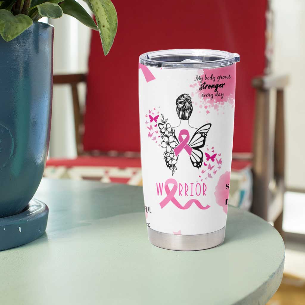 Breast Cancer Survivor Tumbler Cup With Inspirational Words Get Well Soon Gifts - Wonder Print Shop