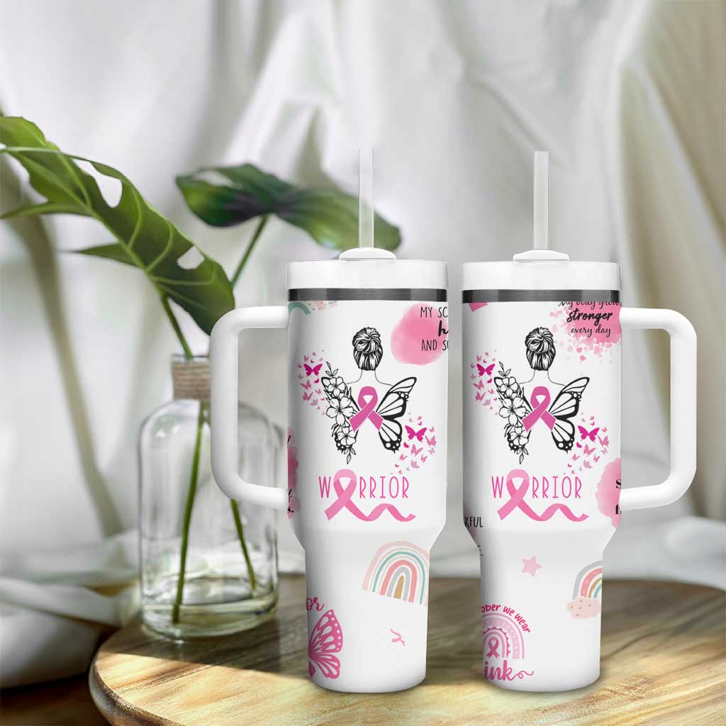 Breast Cancer Survivor Tumbler With Handle With Inspirational Words Get Well Soon Gifts - Wonder Print Shop