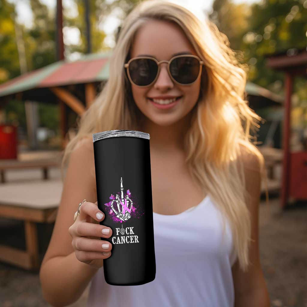 Pink Ribbon Fck Cancer Skinny Tumbler Recovery Support Gifts For Survivors