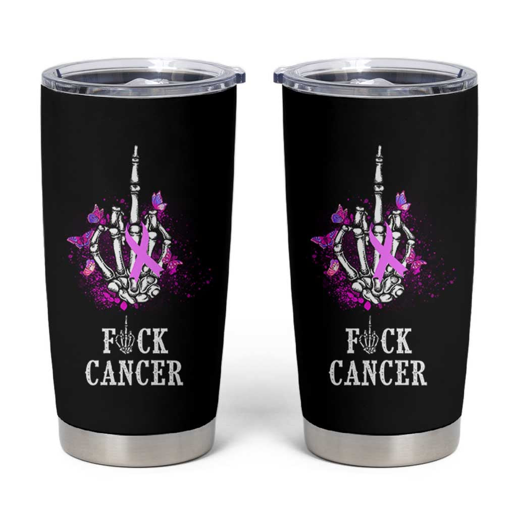 Pink Ribbon Fck Cancer Tumbler Cup Recovery Support Gifts For Survivors