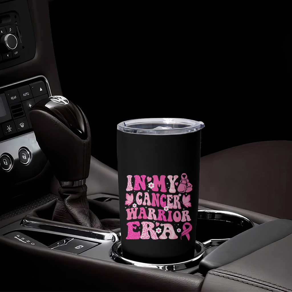 Breast Cancer Survivor Tumbler Cup Pink Ribbon In My Cancer Warrior Era Groovy - Wonder Print Shop