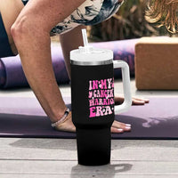 Breast Cancer Survivor Tumbler With Handle Pink Ribbon In My Cancer Warrior Era Groovy - Wonder Print Shop