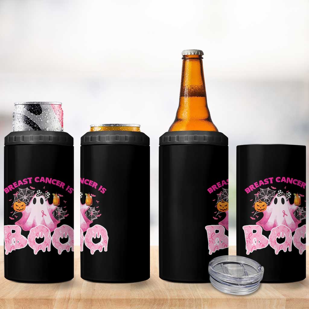 Breast Cancer Awareness 4 in 1 Can Cooler Tumbler Pink Ribbon Boojee Halloween Support The Fighters - Wonder Print Shop