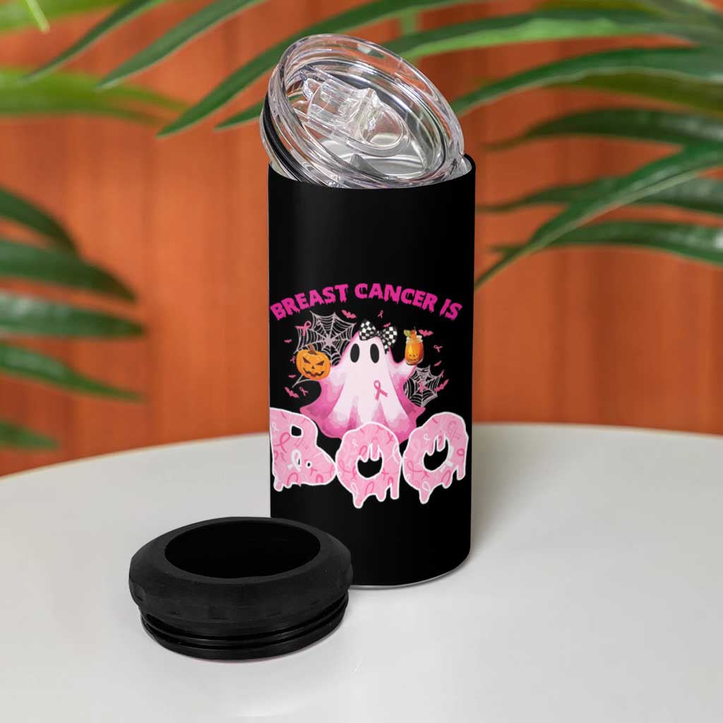 Breast Cancer Awareness 4 in 1 Can Cooler Tumbler Pink Ribbon Boojee Halloween Support The Fighters - Wonder Print Shop