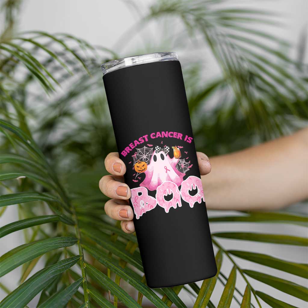 Breast Cancer Awareness Skinny Tumbler Pink Ribbon Boojee Halloween Support The Fighters - Wonder Print Shop