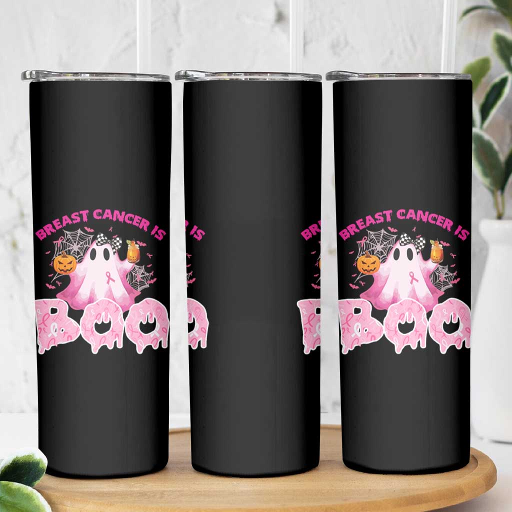 Breast Cancer Awareness Skinny Tumbler Pink Ribbon Boojee Halloween Support The Fighters - Wonder Print Shop
