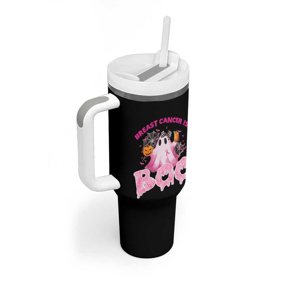 Breast Cancer Awareness Tumbler With Handle Pink Ribbon Boojee Halloween Support The Fighters - Wonder Print Shop