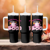 Breast Cancer Awareness Tumbler With Handle Pink Ribbon Boojee Halloween Support The Fighters - Wonder Print Shop