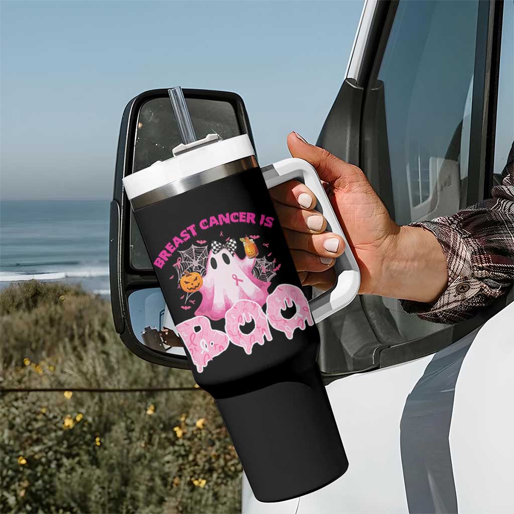 Breast Cancer Awareness Tumbler With Handle Pink Ribbon Boojee Halloween Support The Fighters - Wonder Print Shop