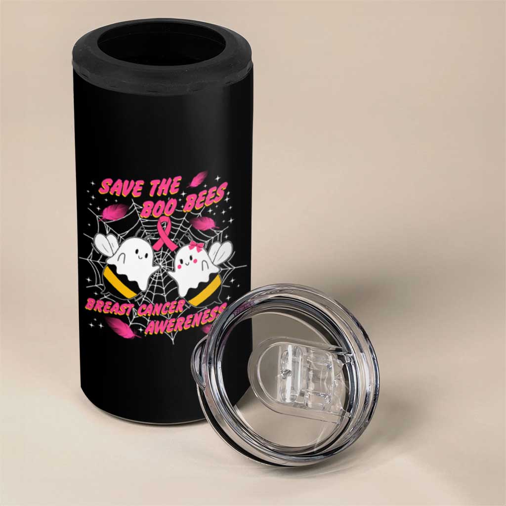 Breast Cancer Halloween 4 in 1 Can Cooler Tumbler Pink Ribbon Save The Boobees Boo Bees - Wonder Print Shop