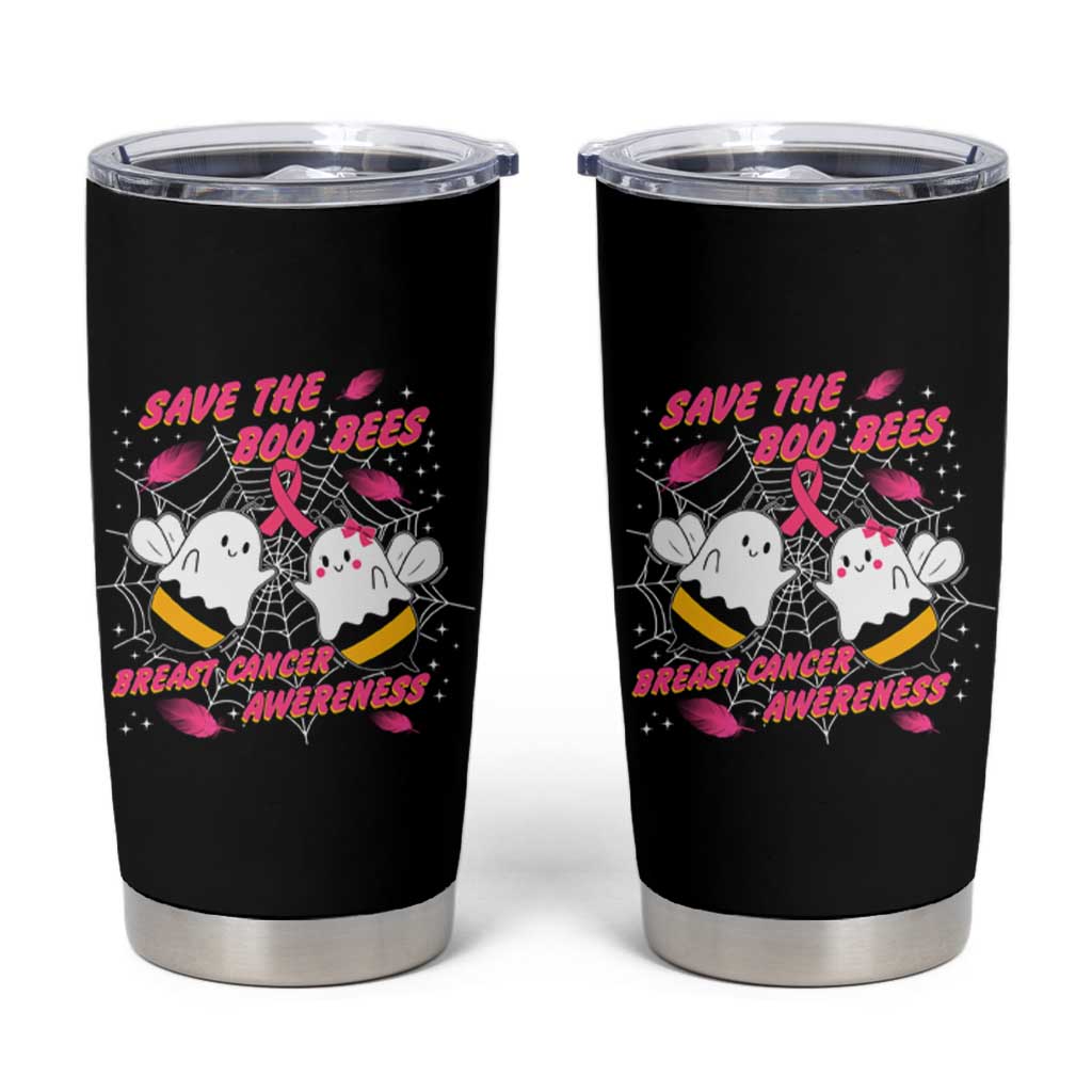 Breast Cancer Halloween Tumbler Cup Pink Ribbon Save The Boobees Boo Bees - Wonder Print Shop