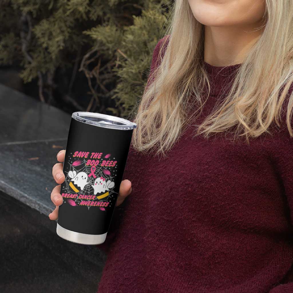 Breast Cancer Halloween Tumbler Cup Pink Ribbon Save The Boobees Boo Bees - Wonder Print Shop