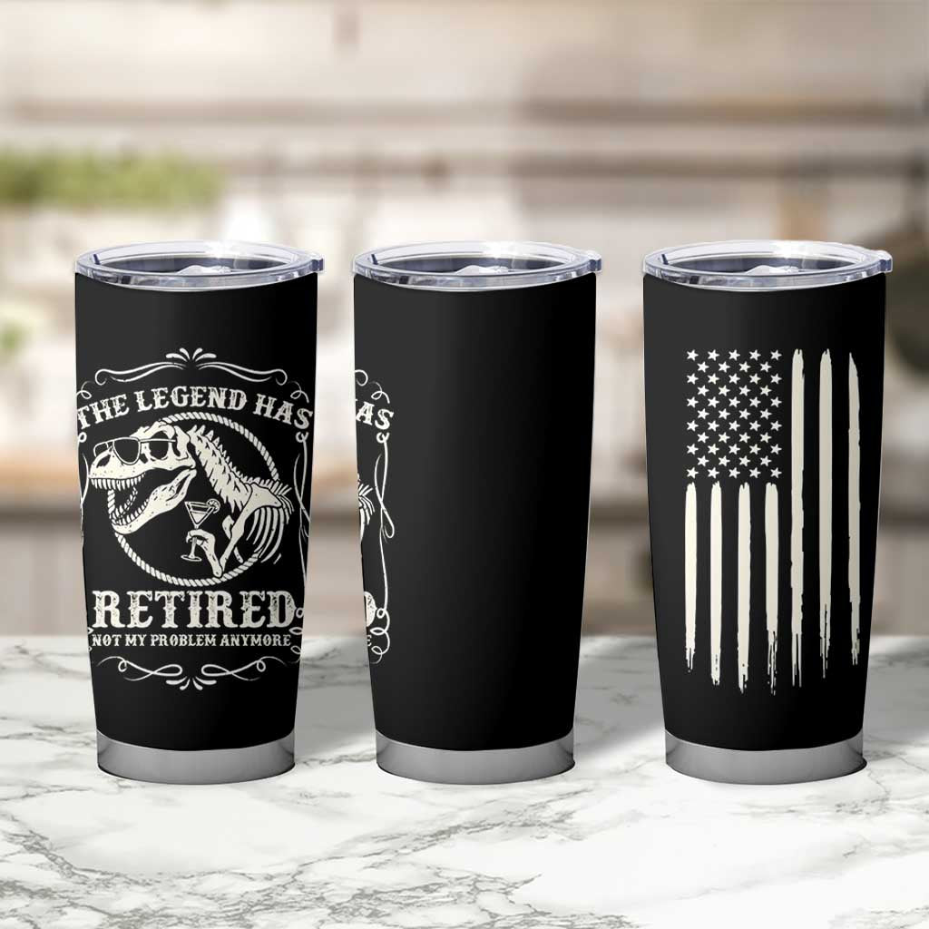 The Legend Has Retired Tumbler Cup Funny Retired Retirement Gifts For Men Coworkers USA Flag