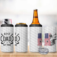 Dad Golf 4 in 1 Can Cooler Tumbler Best Dad By Par Golfing Golfer American Flag Fathers Day