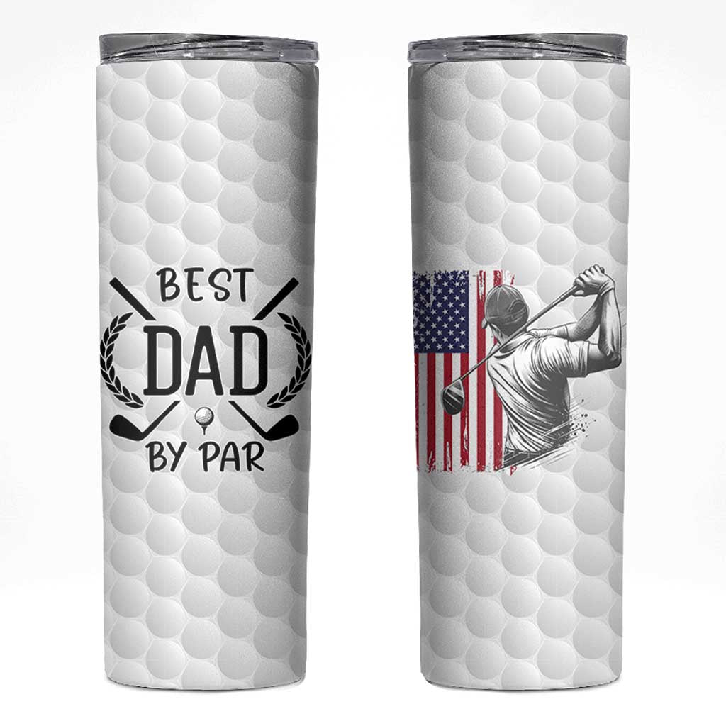 Dad Golf Skinny Tumbler Best Dad By Par Golfing Golfer American Flag Fathers Day