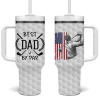 Dad Golf Tumbler With Handle Best Dad By Par Golfing Golfer American Flag Fathers Day