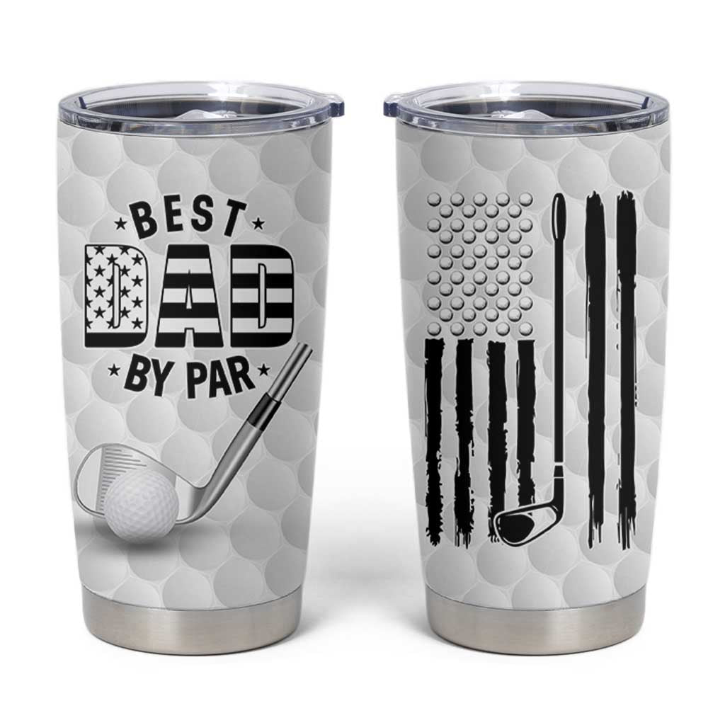 Dad Golf Tumbler Cup Best Dad By Par Golf Ball Texture American Flag