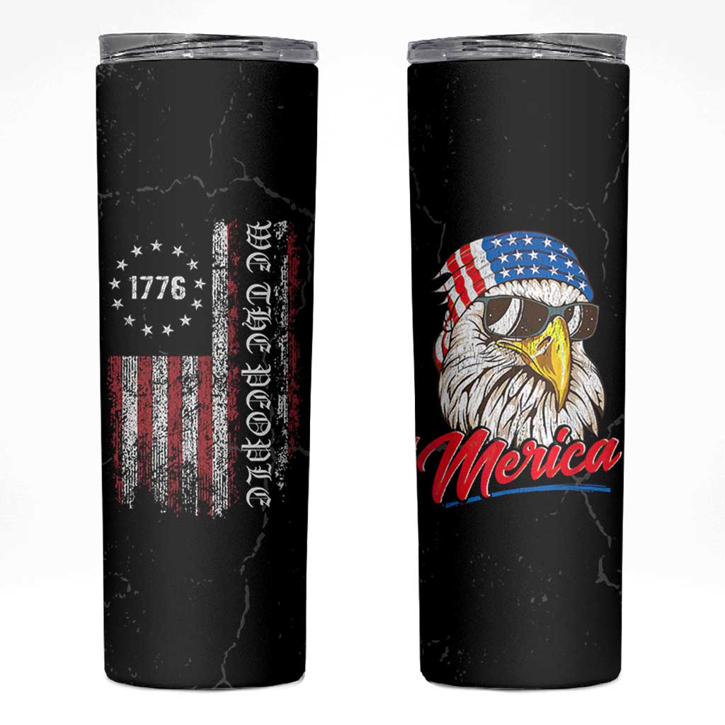 American Flag Skinny Tumbler We The People Bald Eagle Patriotic