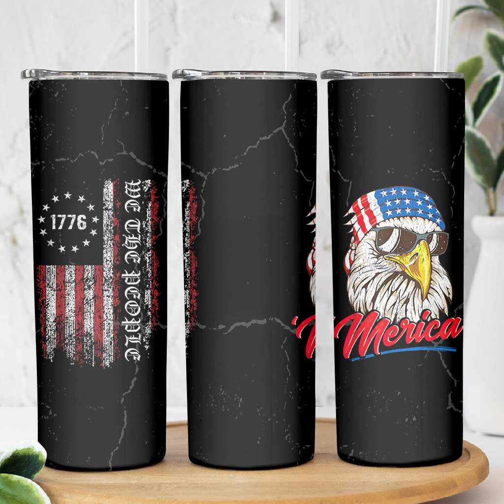 American Flag Skinny Tumbler We The People Bald Eagle Patriotic