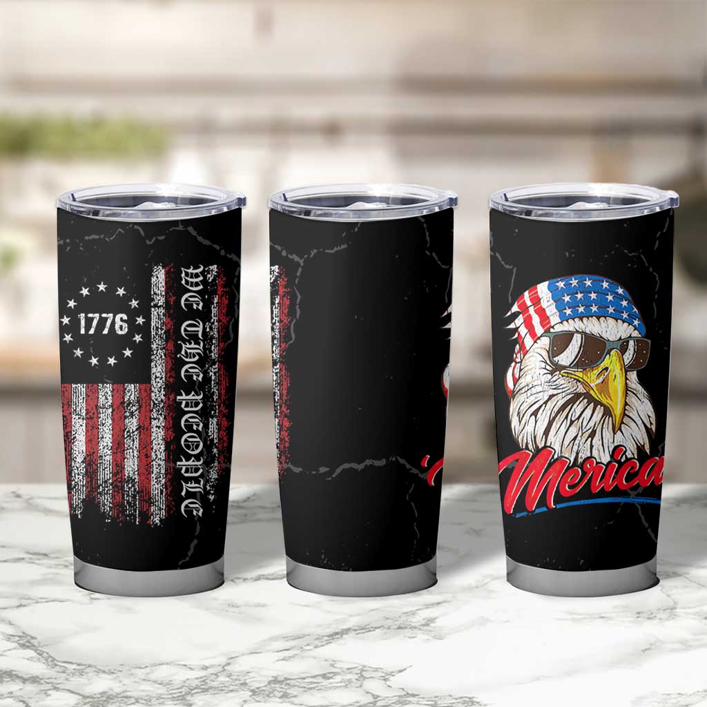 American Flag Tumbler Cup We The People Bald Eagle Patriotic