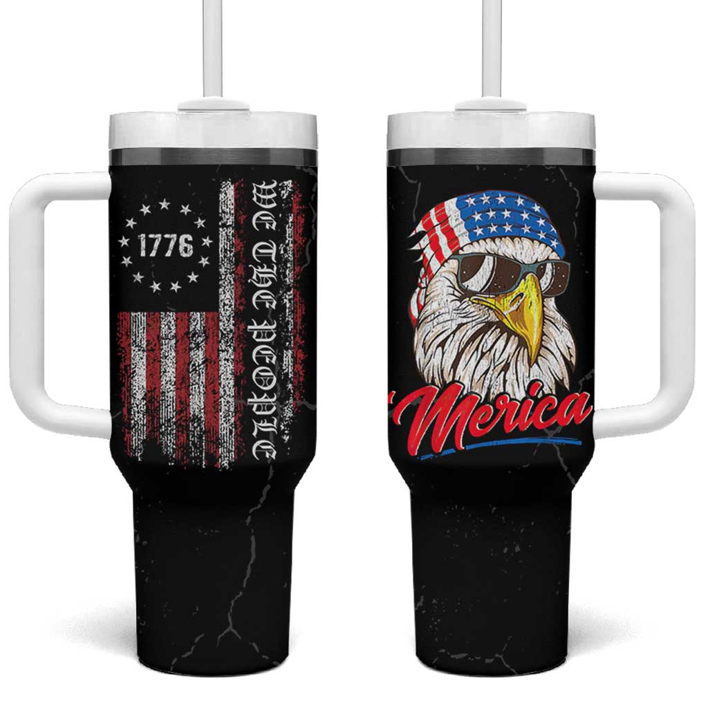 American Flag Tumbler With Handle We The People Bald Eagle Patriotic