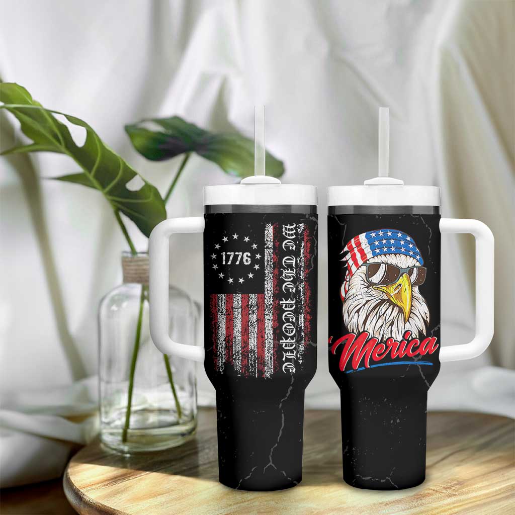 American Flag Tumbler With Handle We The People Bald Eagle Patriotic