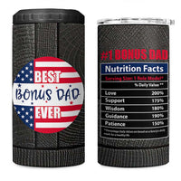 Best Bonus Dad Ever 4 in 1 Can Cooler Tumbler Step Dad American Flag