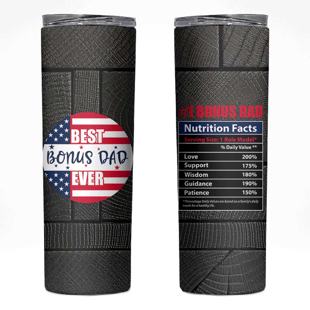 Best Bonus Dad Ever Skinny Tumbler Step Dad American Flag