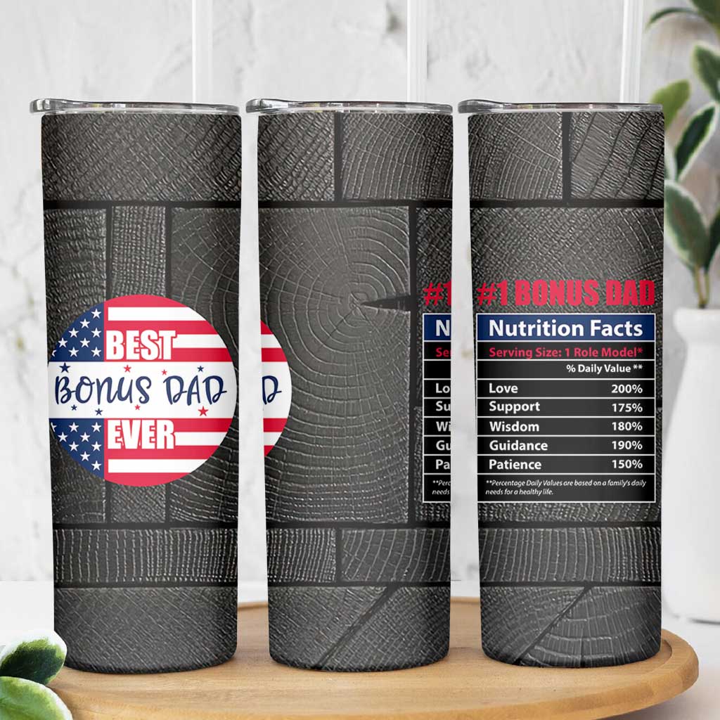 Best Bonus Dad Ever Skinny Tumbler Step Dad American Flag
