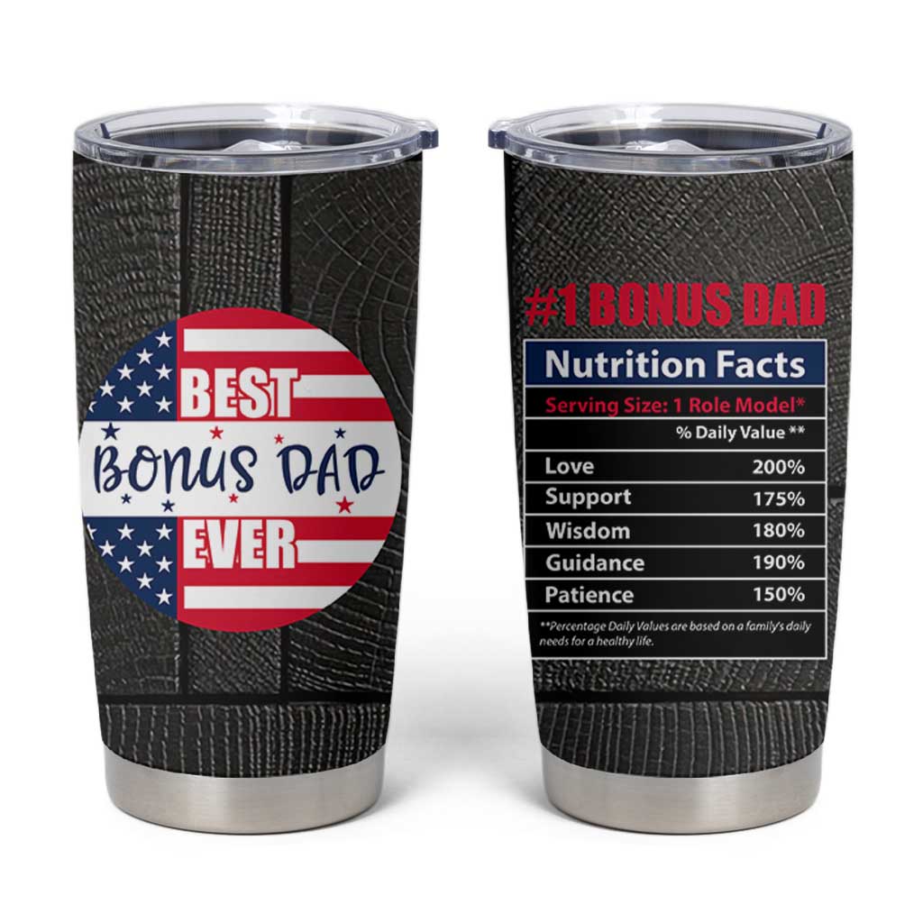 Best Bonus Dad Ever Tumbler Cup Step Dad American Flag