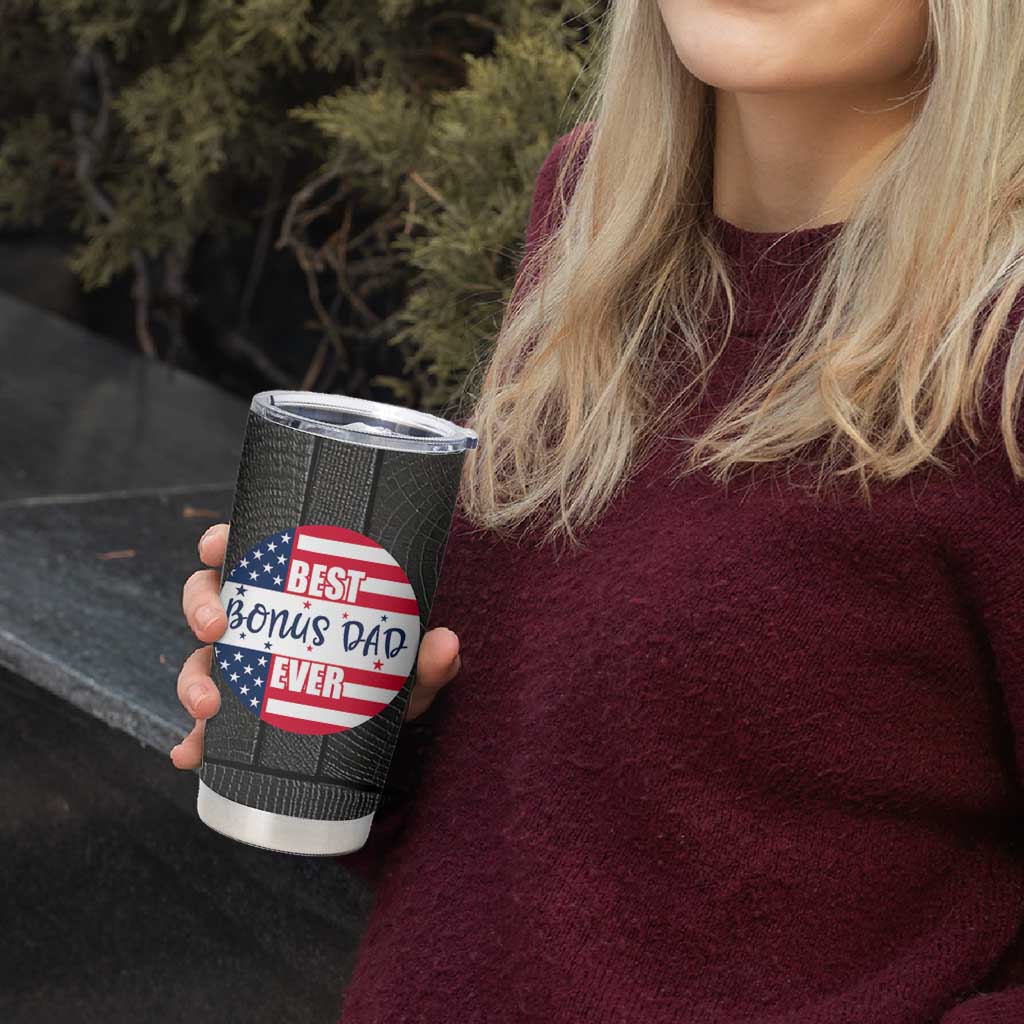 Best Bonus Dad Ever Tumbler Cup Step Dad American Flag