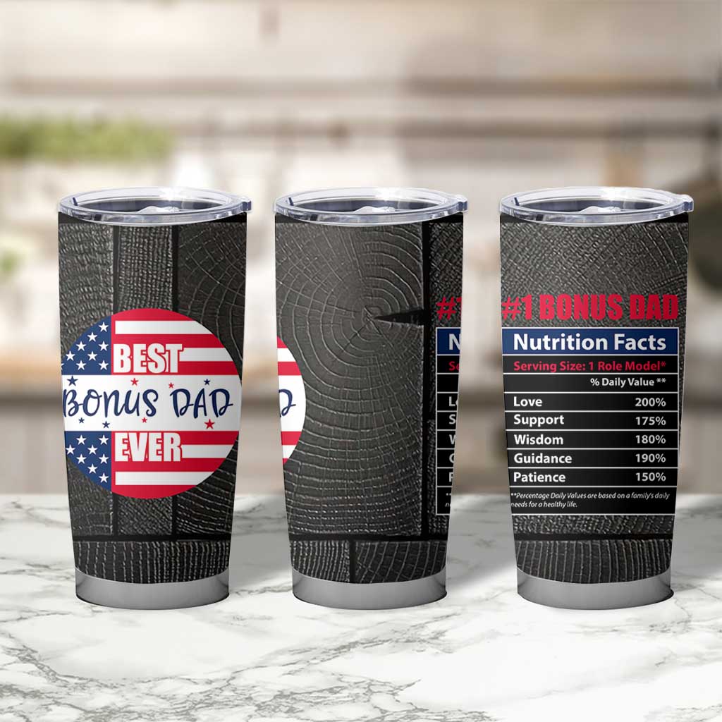 Best Bonus Dad Ever Tumbler Cup Step Dad American Flag