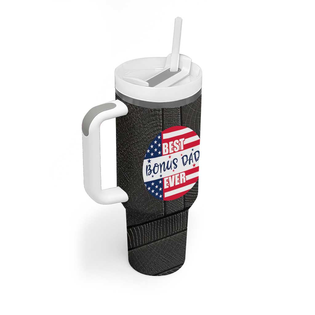 Best Bonus Dad Ever Tumbler With Handle Step Dad American Flag