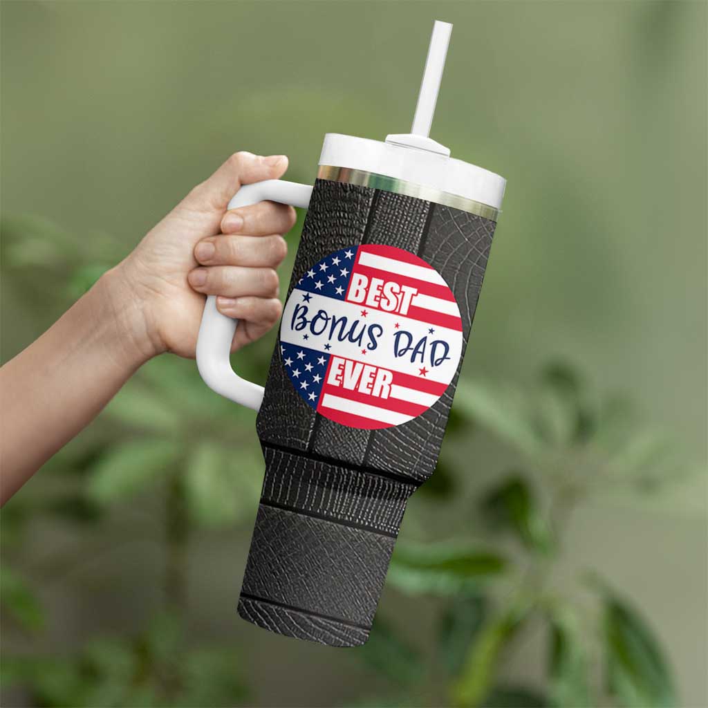 Best Bonus Dad Ever Tumbler With Handle Step Dad American Flag