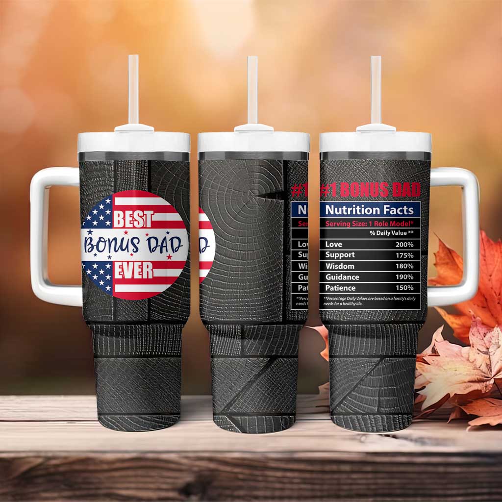 Best Bonus Dad Ever Tumbler With Handle Step Dad American Flag