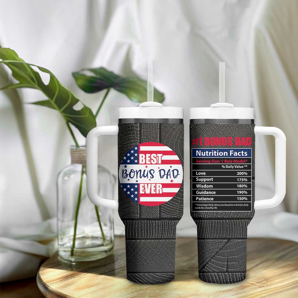 Best Bonus Dad Ever Tumbler With Handle Step Dad American Flag