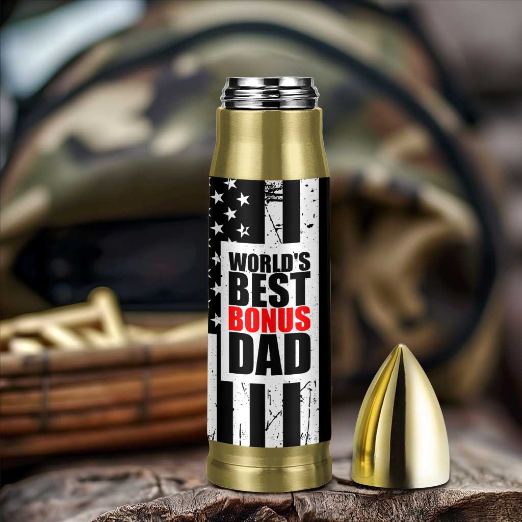 Fathers Day Gift For Bonus Dad Bullet Tumbler Birthday Gifts For Step Dad From Daughter Son Kids US Flag