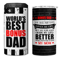 Fathers Day Gift For Bonus Dad 4 in 1 Can Cooler Tumbler Birthday Gifts For Step Dad From Daughter Son Kids US Flag
