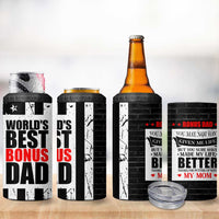 Fathers Day Gift For Bonus Dad 4 in 1 Can Cooler Tumbler Birthday Gifts For Step Dad From Daughter Son Kids US Flag